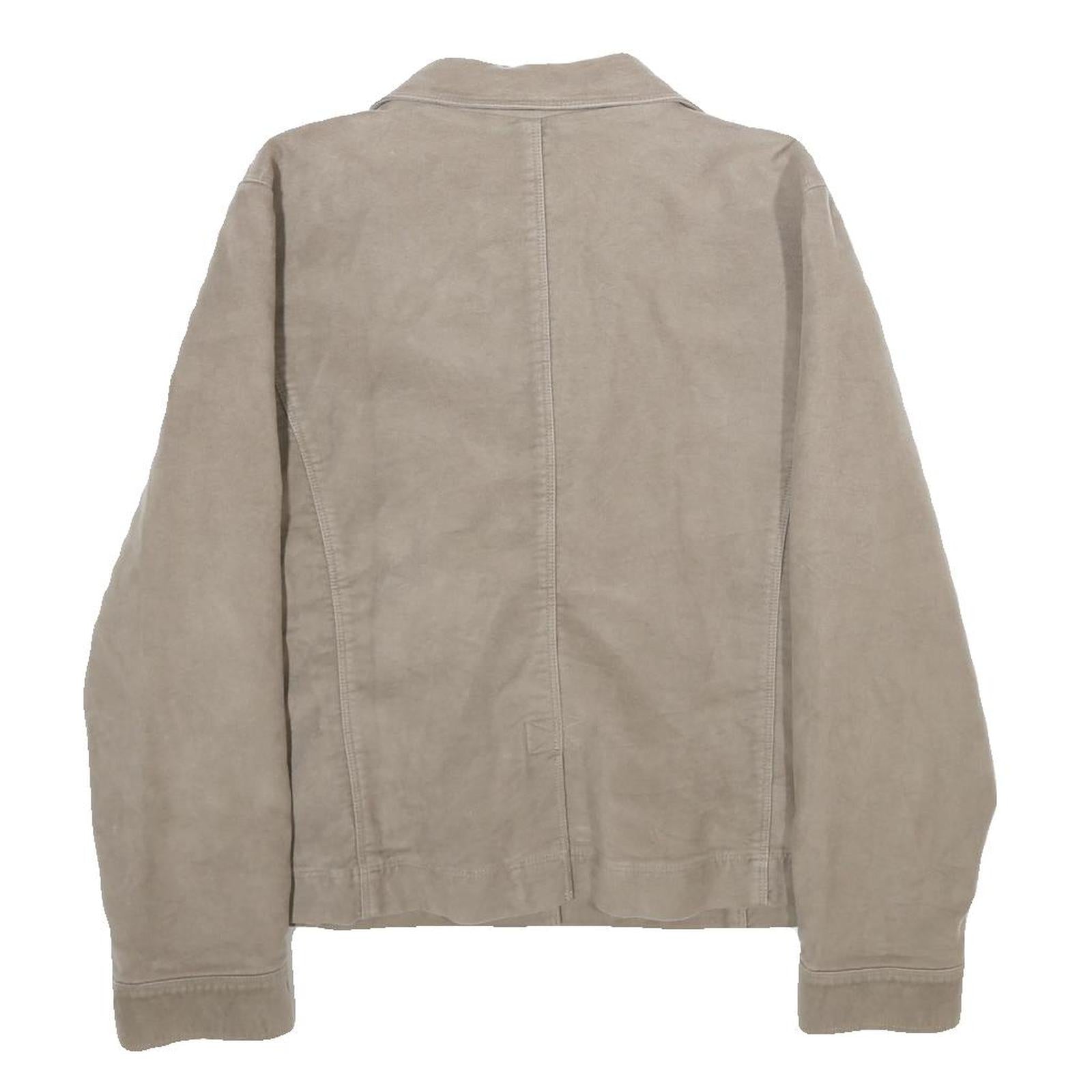 LL BEAN Womens Beige Cotton Blend Button Jacket M Casual Workwear Outerwear