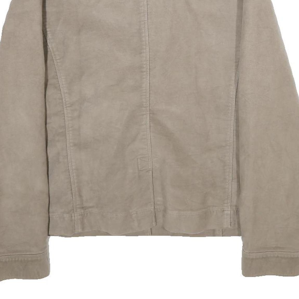 LL BEAN Womens Beige Cotton Blend Button Jacket M Casual Workwear Outerwear