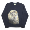 RALF NATURE Mens Black Lion Graphic Crew Neck M Cotton Blend Sweatshirt