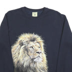 RALF NATURE Mens Black Lion Graphic Crew Neck M Cotton Blend Sweatshirt