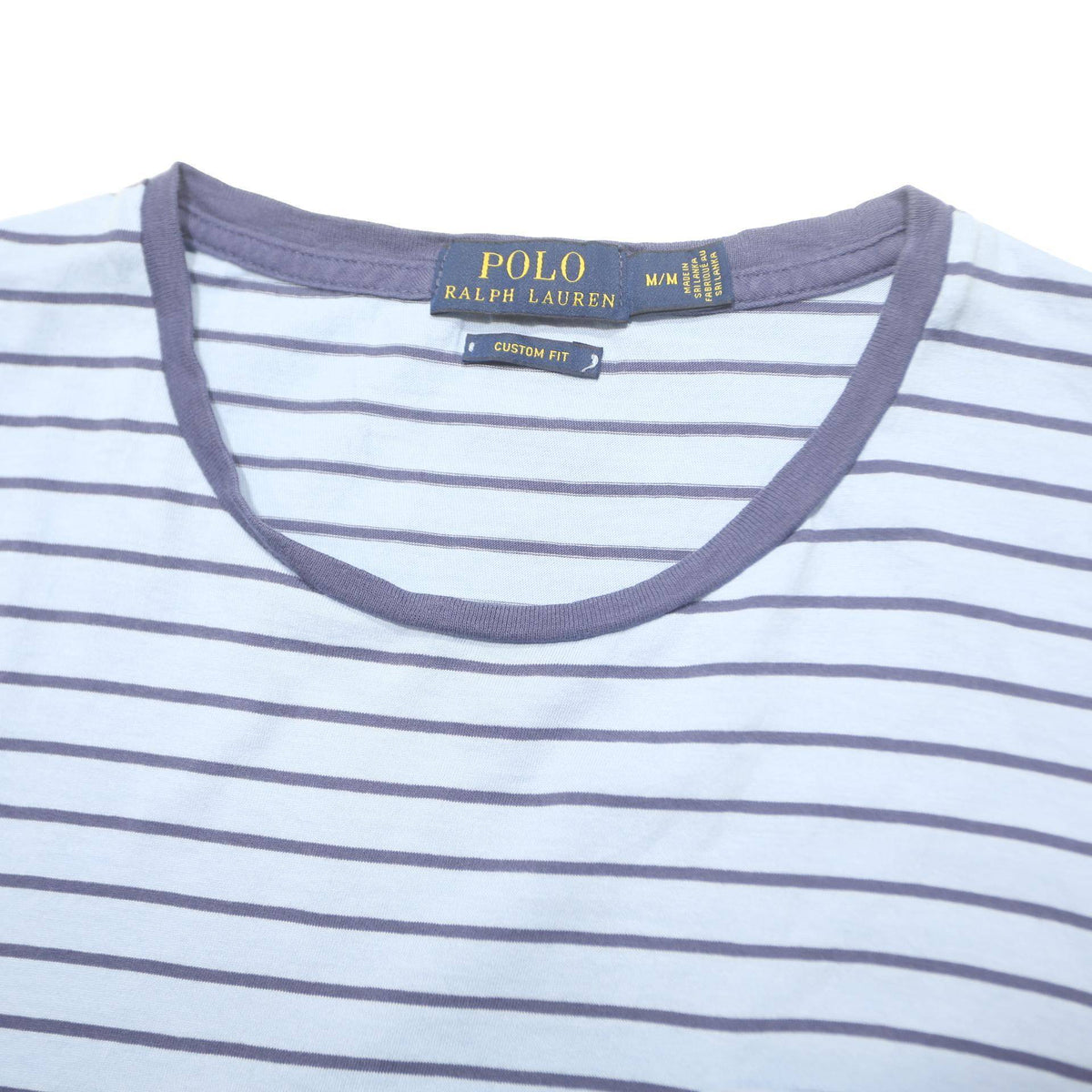 POLO RALPH LAUREN Mens Blue & Navy Striped T-Shirt M Short Sleeve Round Neck