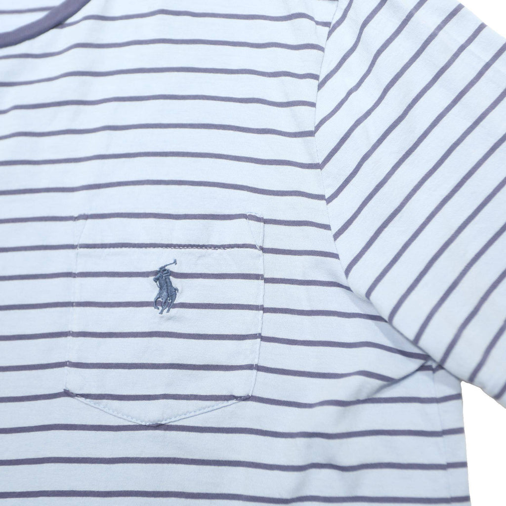 POLO RALPH LAUREN Mens Blue & Navy Striped T-Shirt M Short Sleeve Round Neck
