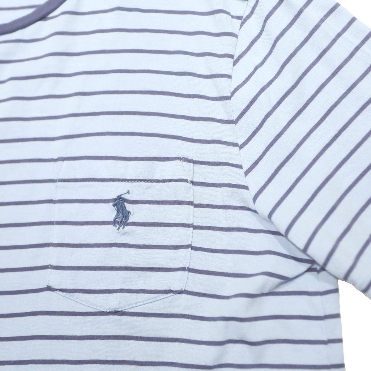 POLO RALPH LAUREN Mens Blue & Navy Striped T-Shirt M Short Sleeve Round Neck