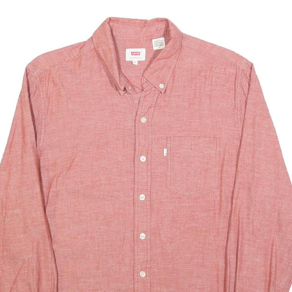 LEVI'S Mens Red Button Down Shirt M Cotton Casual Classic Fit Long Sleeve