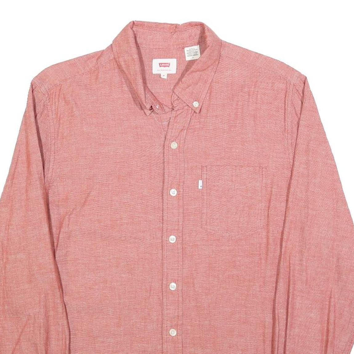 LEVI'S Mens Red Button Down Shirt M Cotton Casual Classic Fit Long Sleeve