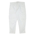 ZARA Mens Cotton Blend White Relaxed Cargo Trousers W37 L28 Casual Utility Zip