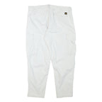 ZARA Mens Cotton Blend White Relaxed Cargo Trousers W37 L28 Casual Utility Zip