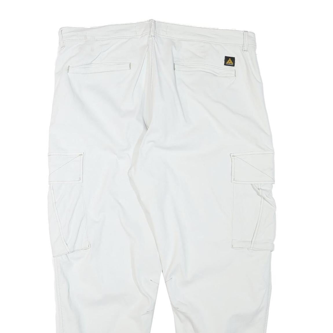 ZARA Mens Cotton Blend White Relaxed Cargo Trousers W37 L28 Casual Utility Zip