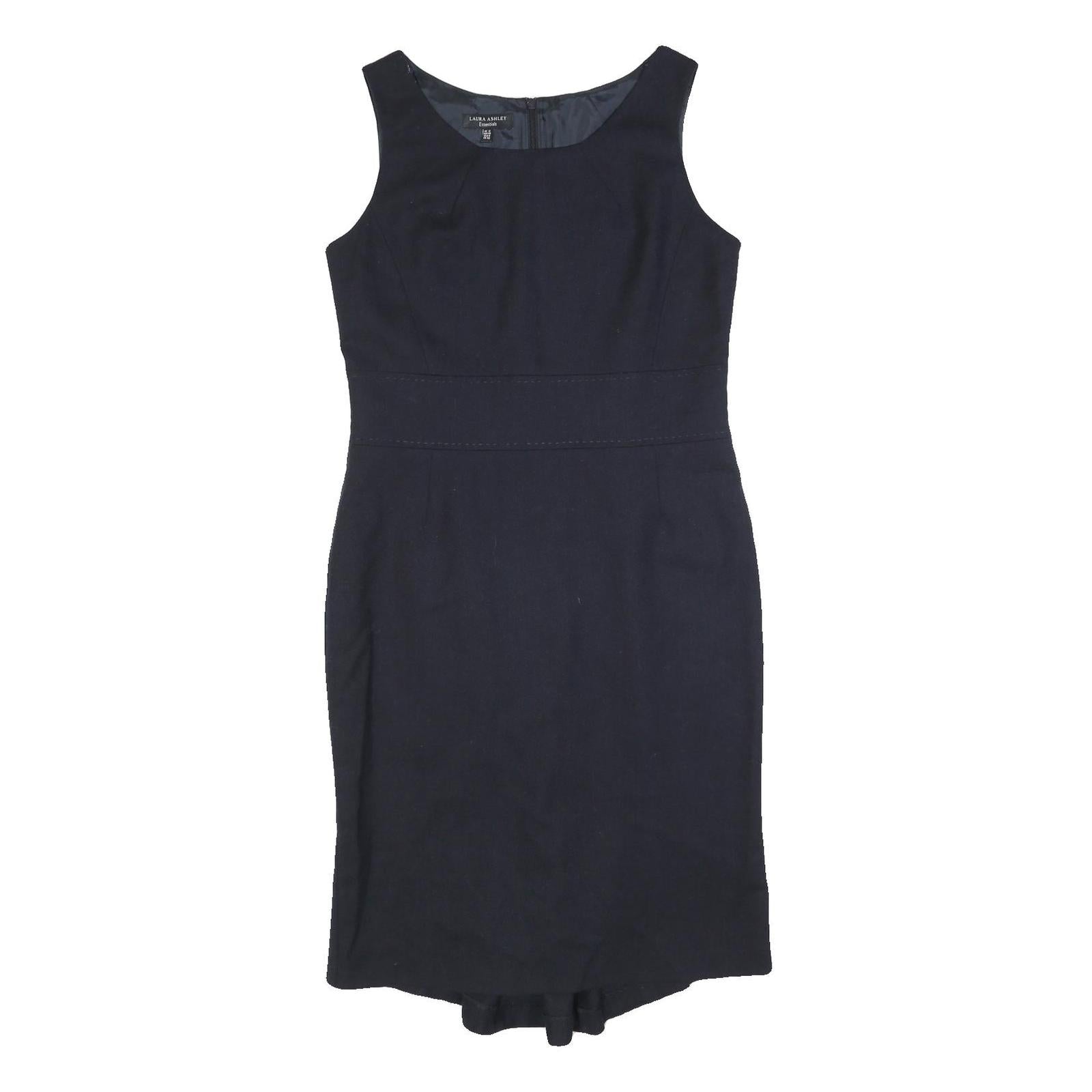 LAURA ASHLEY Womens Navy Blue Wool Blend Sleeveless Pencil Dress UK 12 Workwear