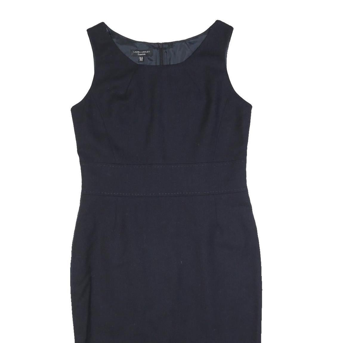 LAURA ASHLEY Womens Navy Blue Wool Blend Sleeveless Pencil Dress UK 12 Workwear