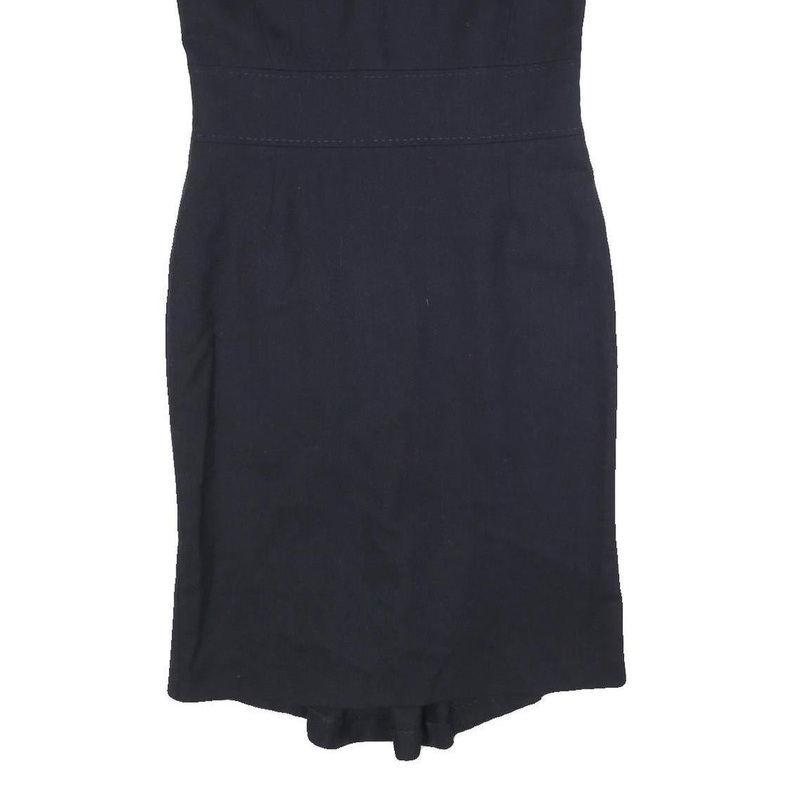 LAURA ASHLEY Womens Navy Blue Wool Blend Sleeveless Pencil Dress UK 12 Workwear