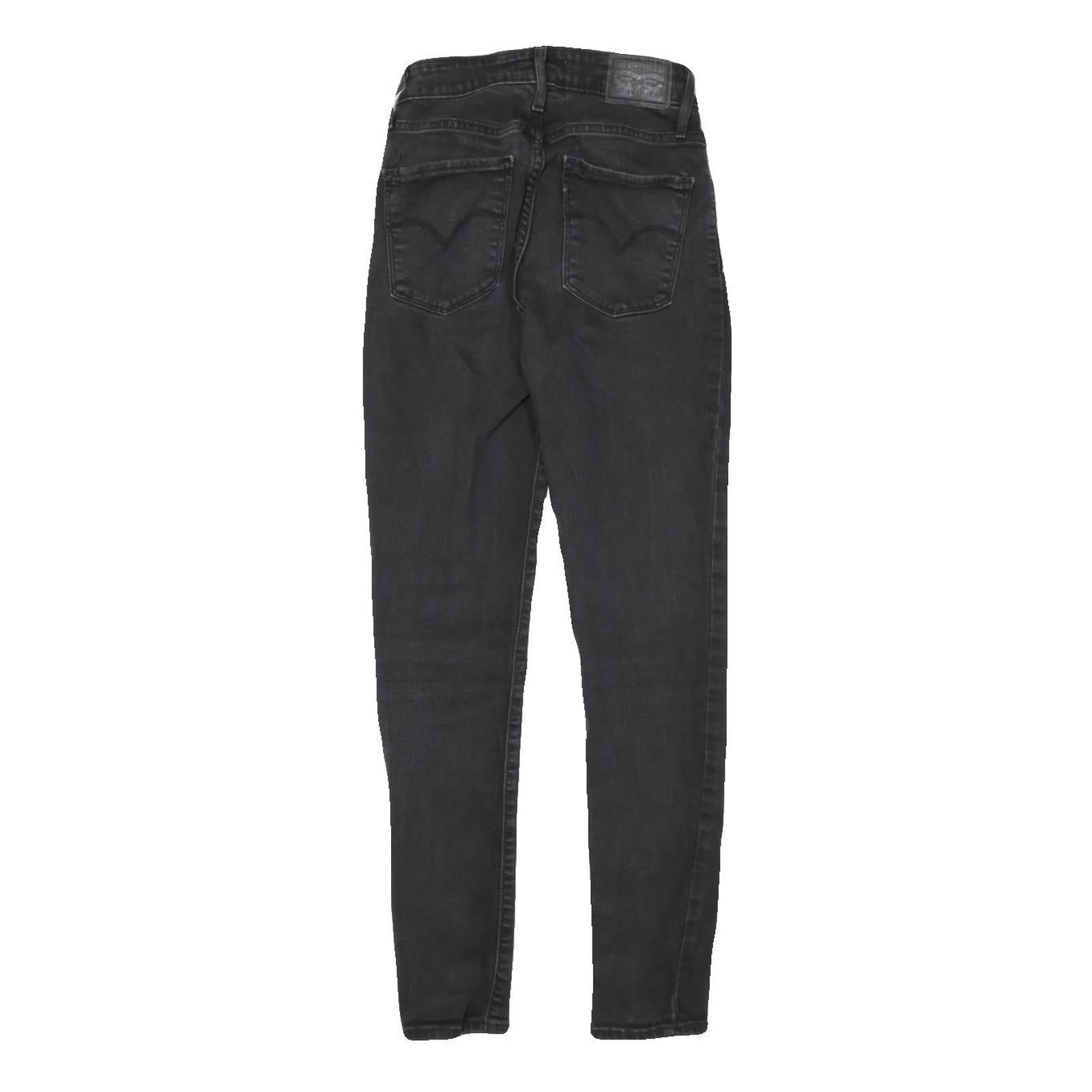 LEVI'S 721 Womens Jeans Black Slim Skinny Denim Medium W22 L26 Stretch Zip