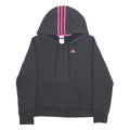 ADIDAS Womens Black & Pink Hoodie UK 14 Zip Up Sports Sweatshirt