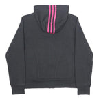 ADIDAS Womens Black & Pink Hoodie UK 14 Zip Up Sports Sweatshirt