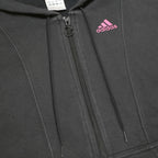 ADIDAS Womens Black & Pink Hoodie UK 14 Zip Up Sports Sweatshirt