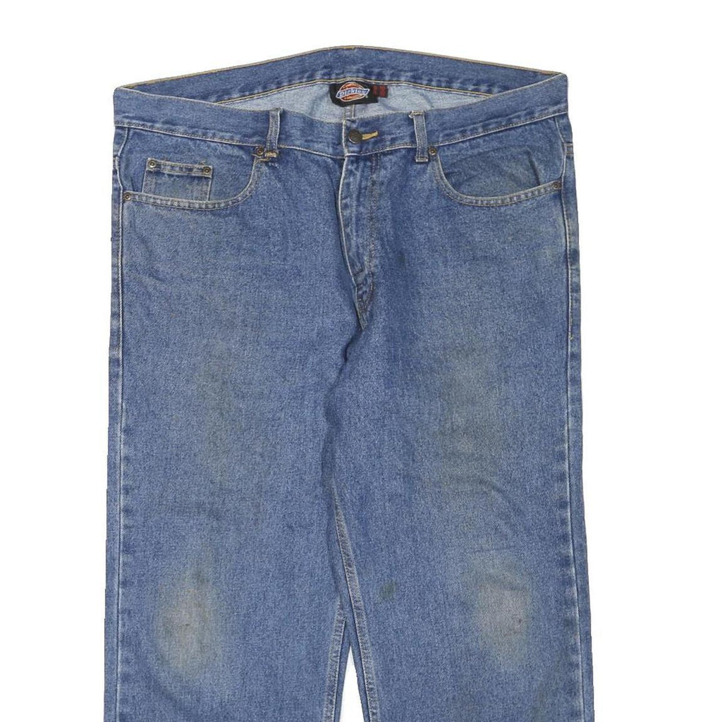 DICKIES Mens Regular Blue Denim Plain Jeans W38 L26 Zip Closure Classic Fit