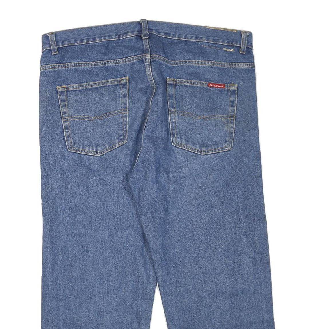 DICKIES Mens Regular Blue Denim Plain Jeans W38 L26 Zip Closure Classic Fit