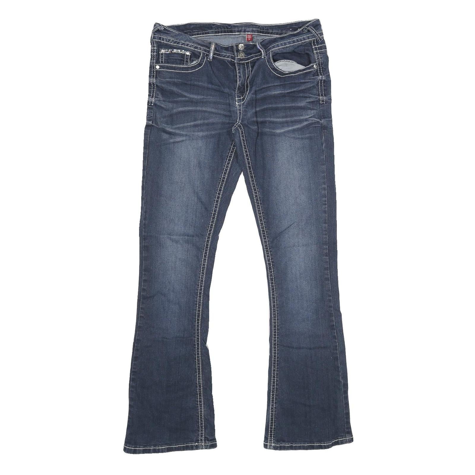 BONGO Womens Jeans Blue Relaxed Bootcut Denim Medium W32 L32 Sequined Pocket