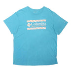 COLUMBIA Mens Blue Graphic T-Shirt L Short Sleeve Crew Neck Cotton Blend Casual