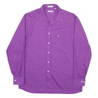 CHRISTIAN DIOR Mens Purple Plain Shirt XL Polyester Button Collar Long Sleeve