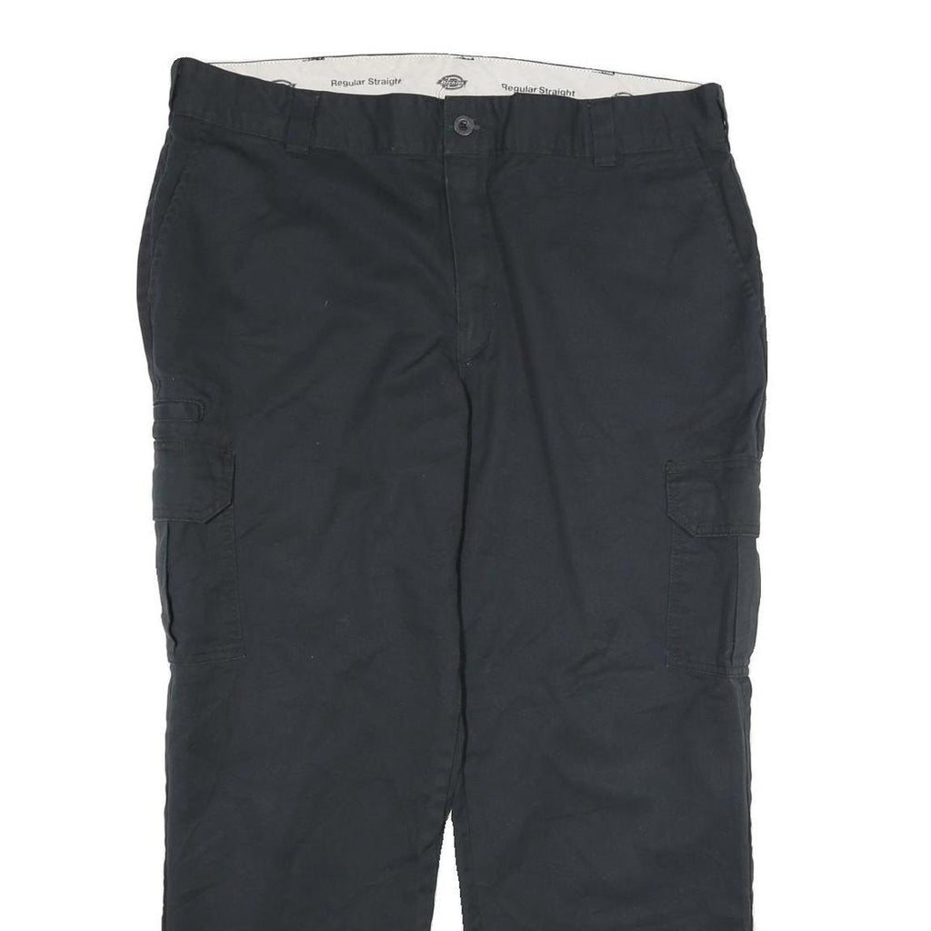 DICKIES Mens Black Cotton Regular Straight Trousers W40 L30 Workwear Cargo