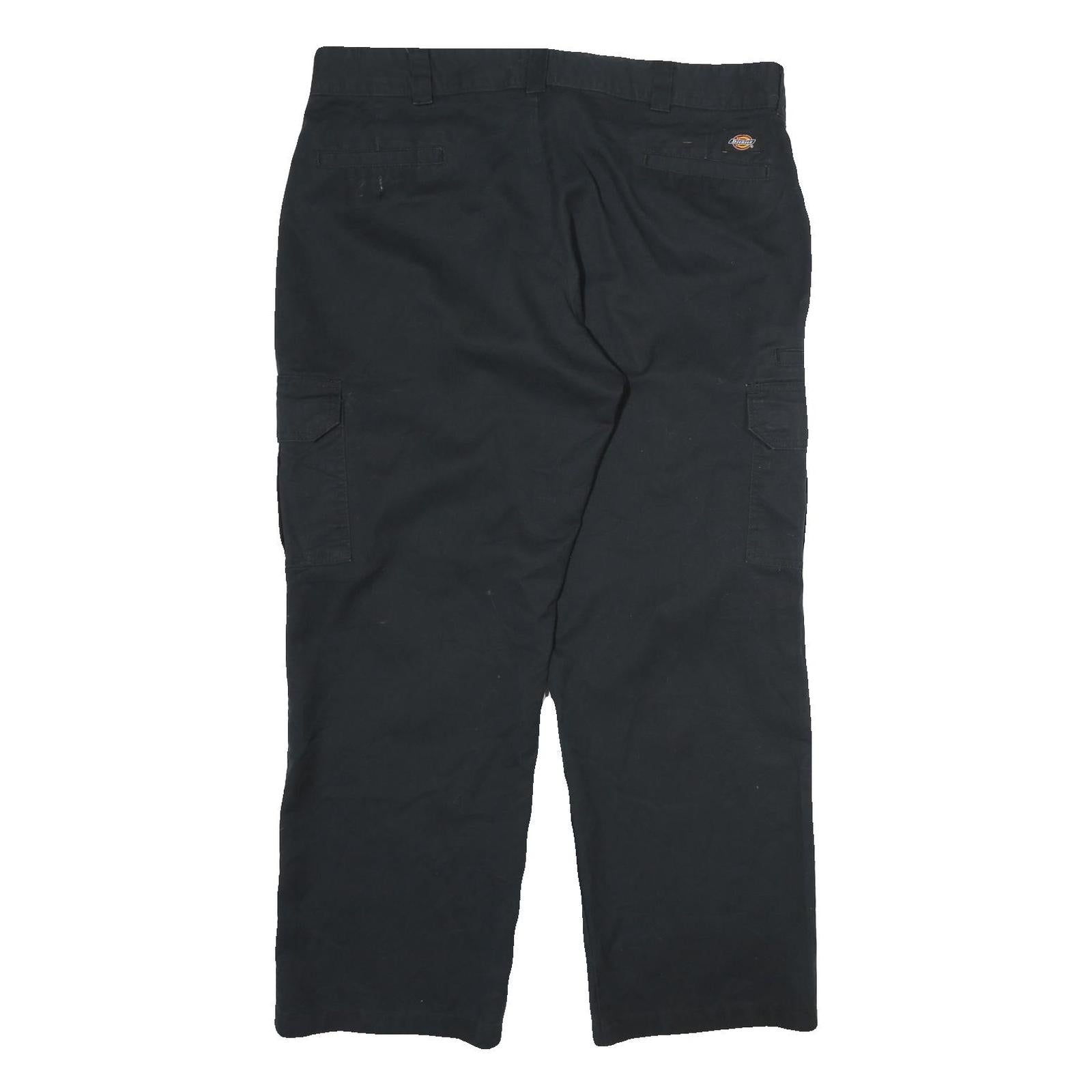 DICKIES Mens Black Cotton Regular Straight Trousers W40 L30 Workwear Cargo
