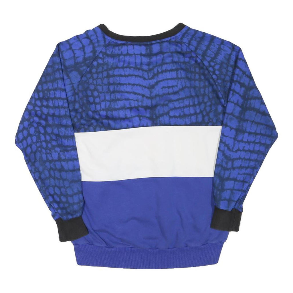 ADIDAS Womens Blue & Black Printed Crew Neck UK 8 Sweatshirt Cotton Blend