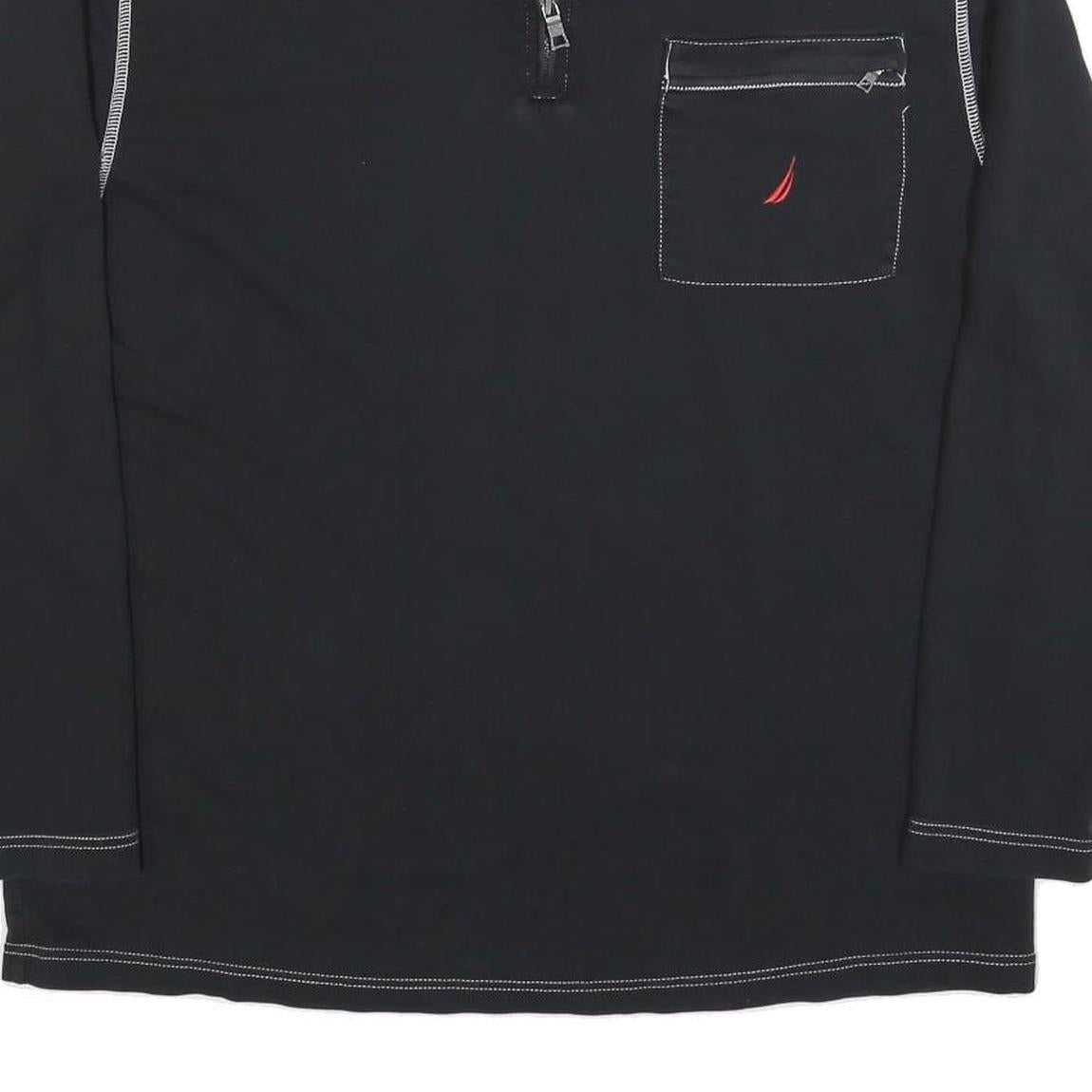 NAUTICA Mens Black & White Half Zip XL Cotton Blend Sweatshirt With Pocket