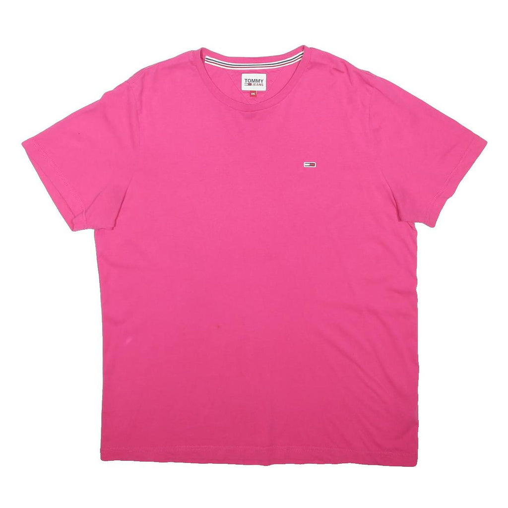 TOMMY HILFIGER Mens Pink T-Shirt XL Short Sleeve Crew Neck Classic Cotton Blend