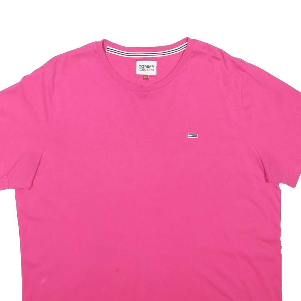 TOMMY HILFIGER Mens Pink T-Shirt XL Short Sleeve Crew Neck Classic Cotton Blend