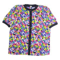 ACKERMAN Womens Multicolour Floral Printed Button Top Short Sleeve Round Neck L