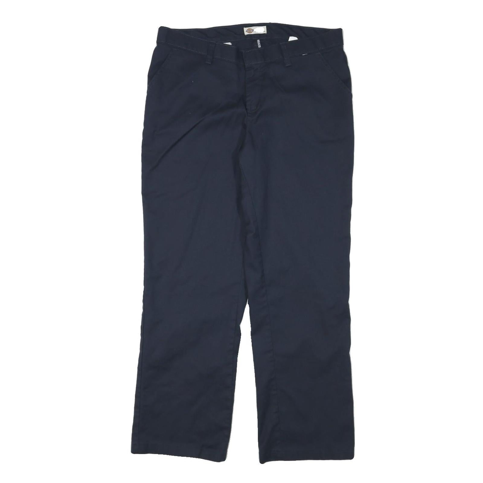 DICKIES Womens Cotton Blend Navy Regular Fit Straight Leg Trousers W32 L28