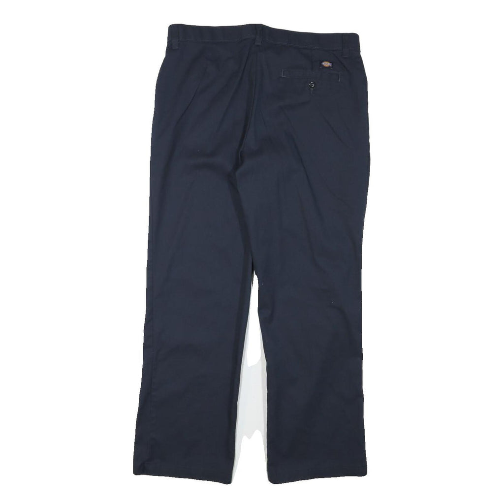 DICKIES Womens Cotton Blend Navy Regular Fit Straight Leg Trousers W32 L28
