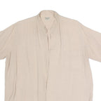 ROCHESTER Womens Beige Cotton Blend Basic Shirt Short Sleeve Band Collar XL