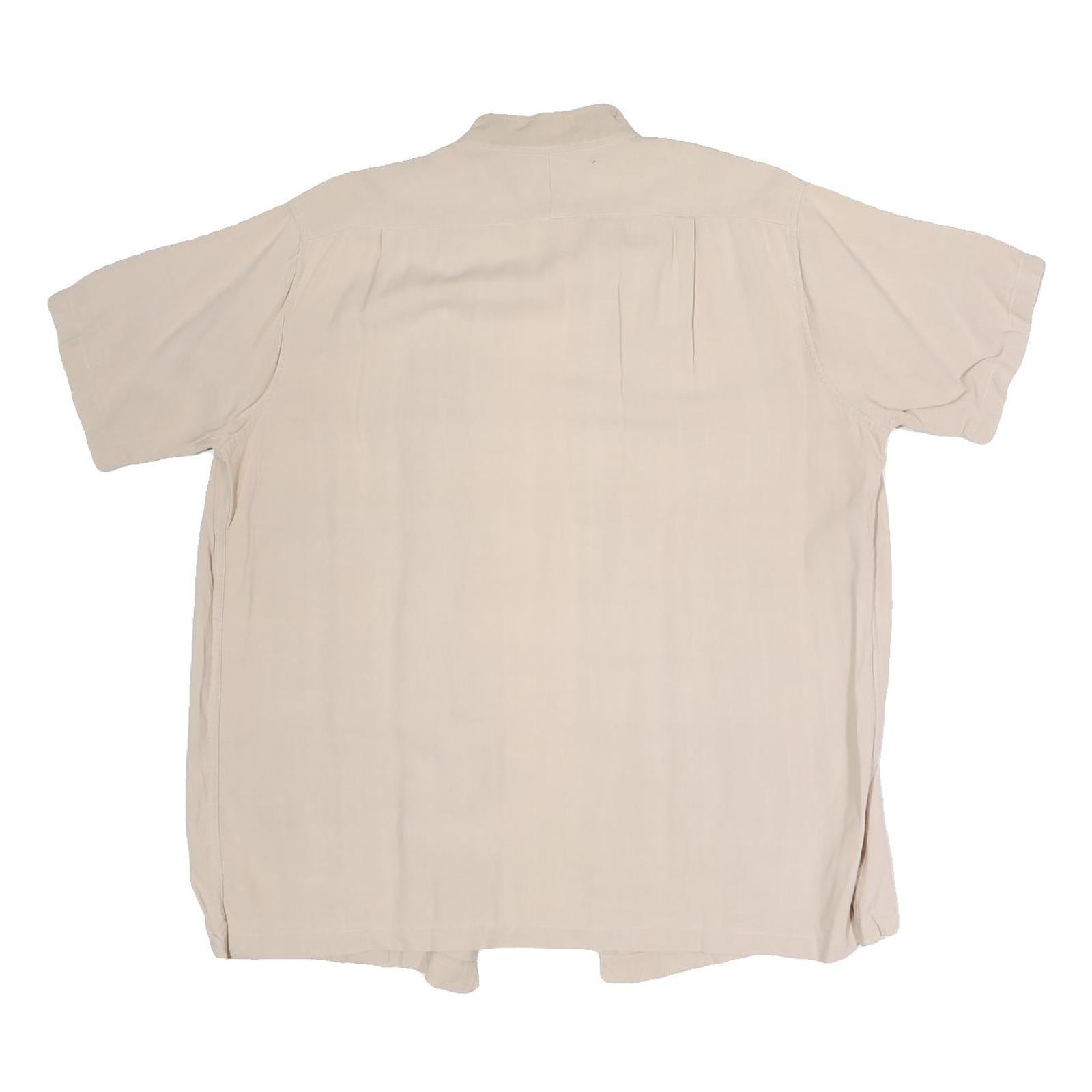 ROCHESTER Womens Beige Cotton Blend Basic Shirt Short Sleeve Band Collar XL