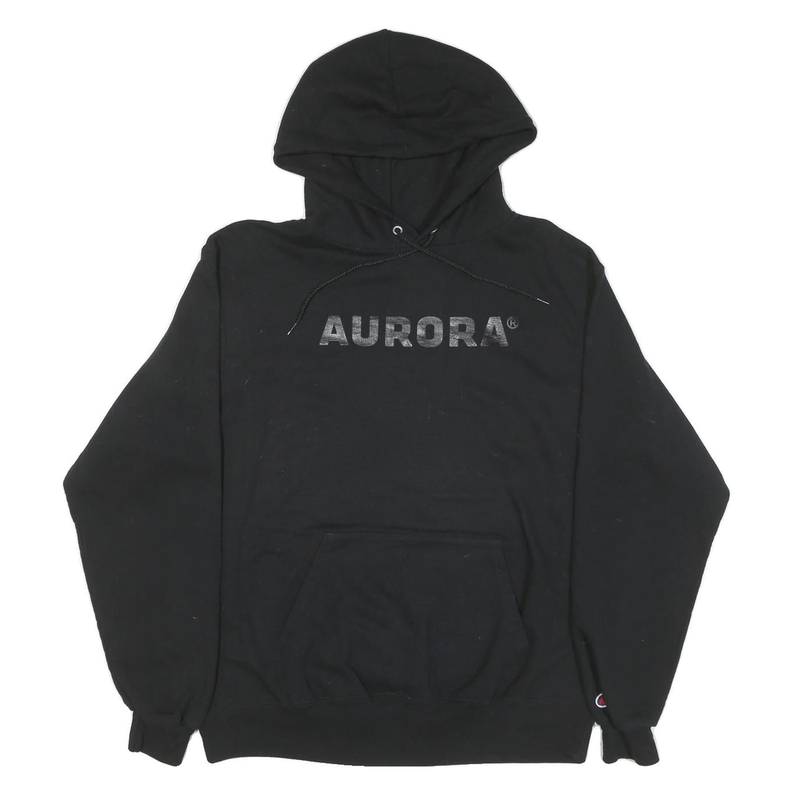 CHAMPION Mens Black Aurora Pullover Hoodie L Cotton Blend Casual Streetwear