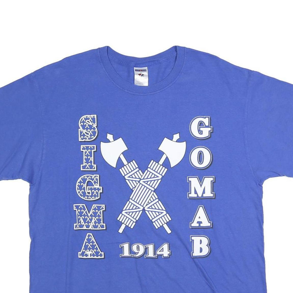 JERZEES Mens Blue Sigma Gamma Ringer T-Shirt XL Crew Neck Short Sleeve