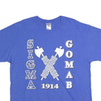 JERZEES Mens Blue Sigma Gamma Ringer T-Shirt XL Crew Neck Short Sleeve