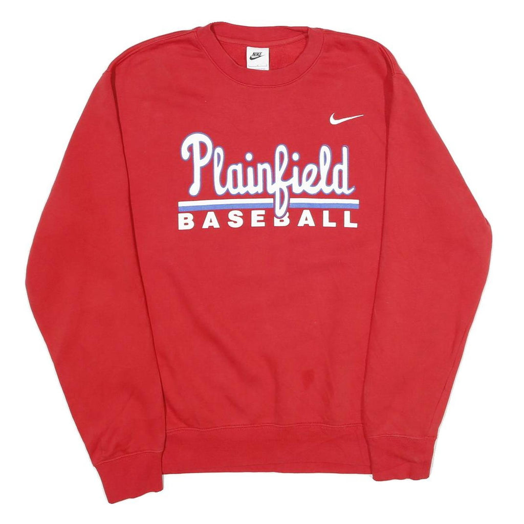 NIKE Mens Red Plainfield Baseball Crew Neck L Sweatshirt Cotton Blend