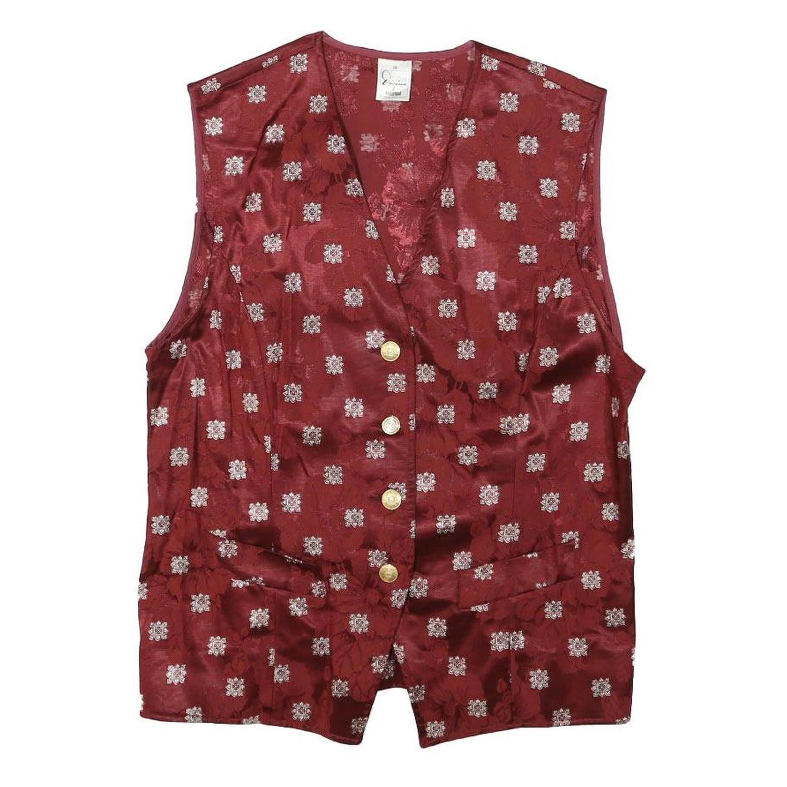 DIVINA Womens Red Button Jacquard Jacket XS Viscose Blend Floral Print Elegant