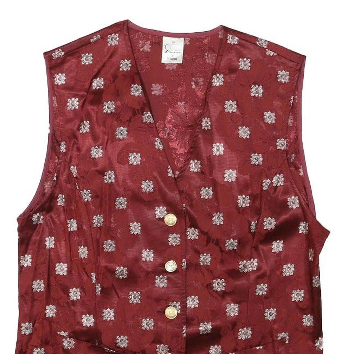 DIVINA Womens Red Button Jacquard Jacket XS Viscose Blend Floral Print Elegant