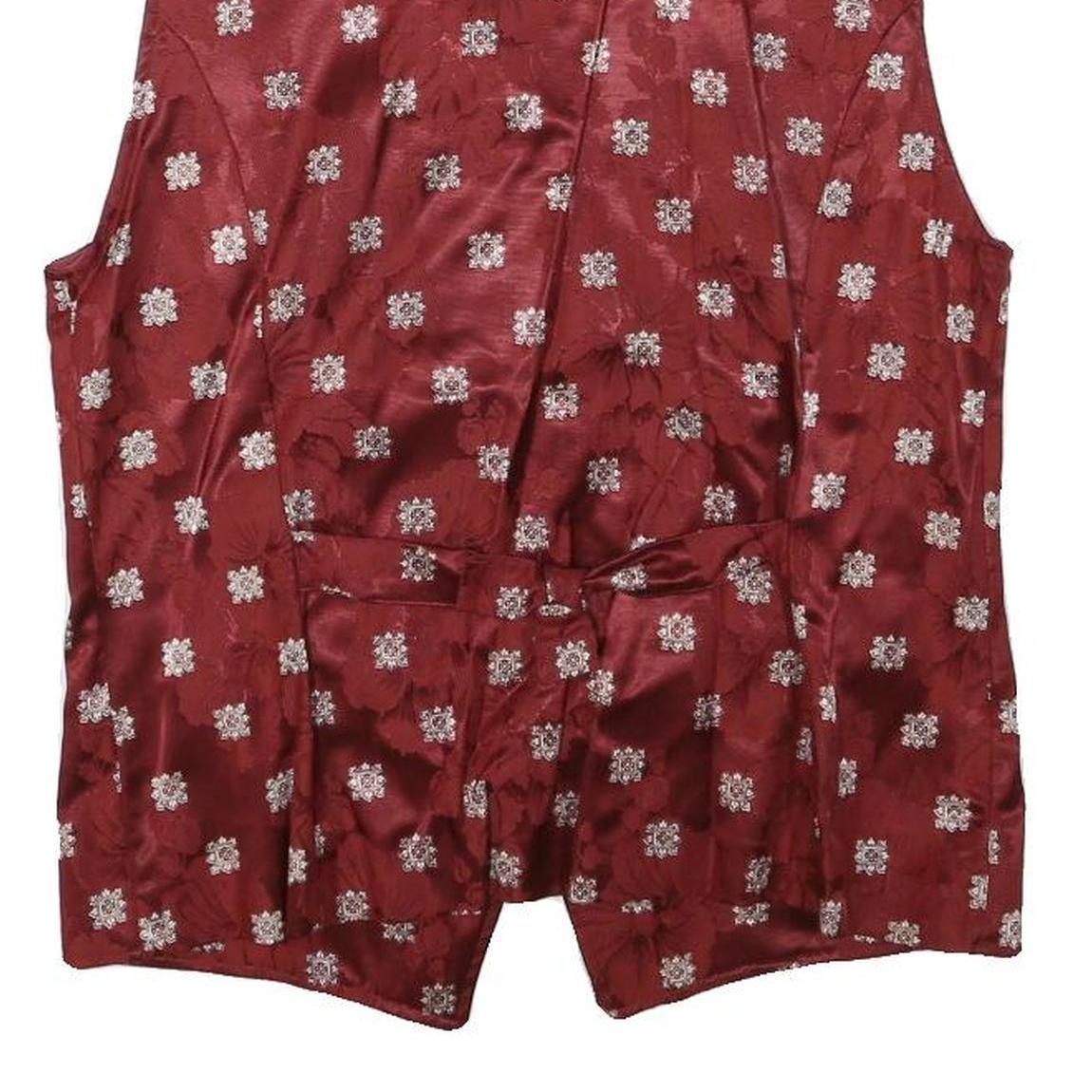 DIVINA Womens Red Button Jacquard Jacket XS Viscose Blend Floral Print Elegant