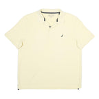 NAUTICA Mens Cream Short Sleeve Plain Polo Shirt XL Classic Fit Cotton