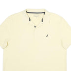 NAUTICA Mens Cream Short Sleeve Plain Polo Shirt XL Classic Fit Cotton