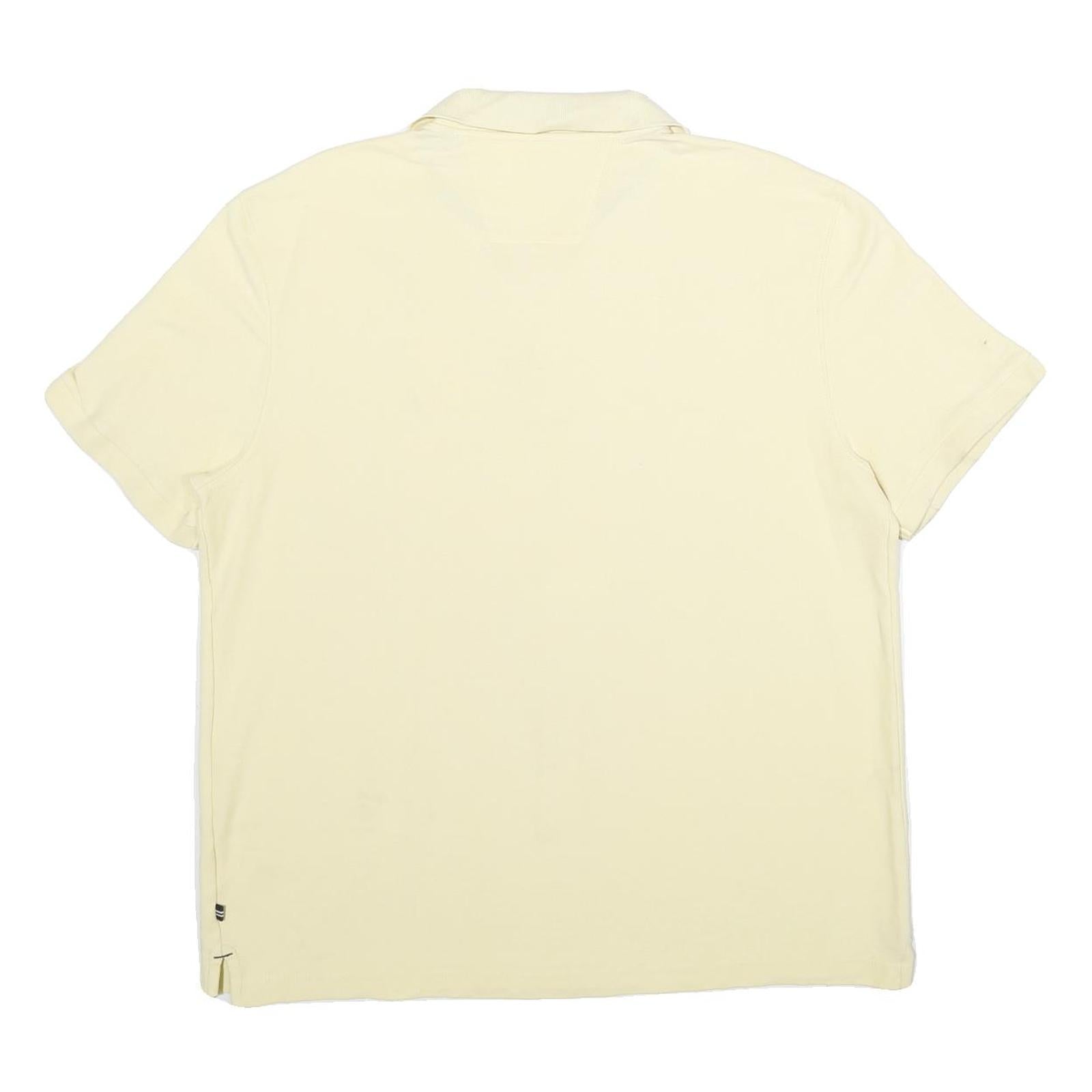 NAUTICA Mens Cream Short Sleeve Plain Polo Shirt XL Classic Fit Cotton