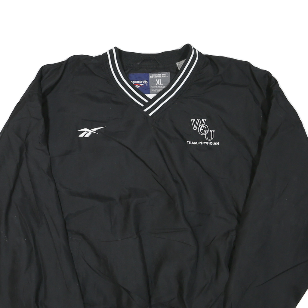 REEBOK Mens Black Team Physician Sweatshirt V Neck XL Lightweight Sportswear