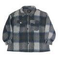 ONLY Womens Grey & Blue Check Button Jacket XL Polyester Casual Relaxed Fit