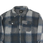 ONLY Womens Grey & Blue Check Button Jacket XL Polyester Casual Relaxed Fit