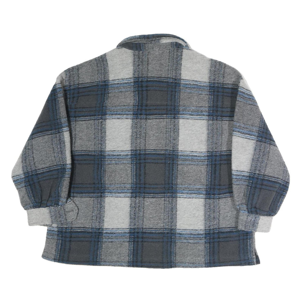ONLY Womens Grey & Blue Check Button Jacket XL Polyester Casual Relaxed Fit