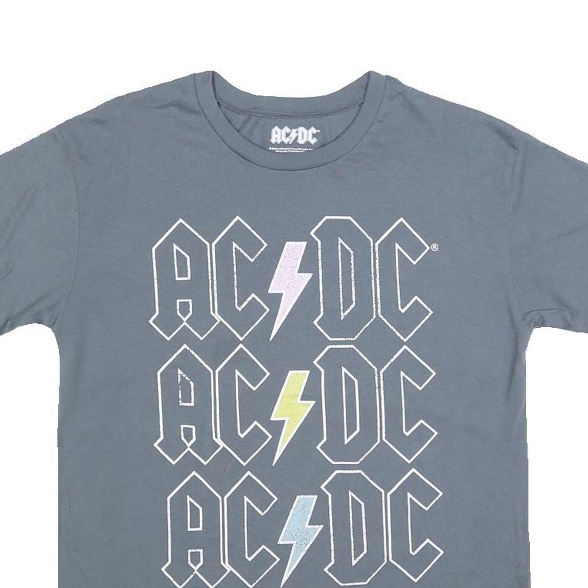 ACDC Womens Grey Graphic T-Shirt M Short Sleeve Crew Neck Rock Band Logo